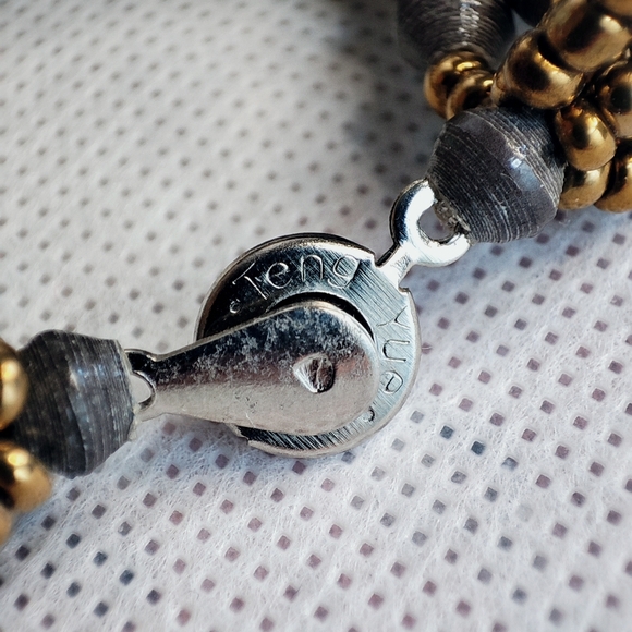 Teng Yue Vintage Paper Wrapped Bead Beads Beaded Twisted Charcoal Bracelet EUC - Picture 8 of 11